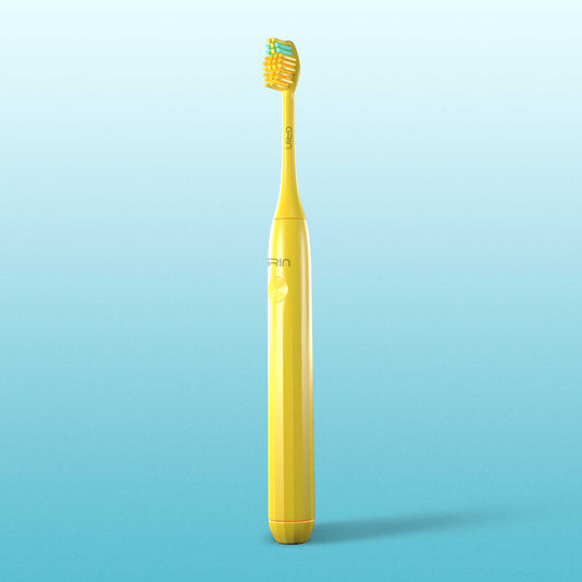 GRIN Technology Electric Toothbrush with 5x Plaque Removal Power | Yellow | 3 Brushing Modes (Whitening, Clean, Sensitive) | 6-Month Battery Life | IPX7 Waterproof | 2 Replacement Heads & Travel Case (Copy)