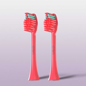 GRIN Replaceable Toothbrush Head | Coral Red | 2x Plaque Removal | Gentle on Gums | Ergonomic Design | Compatible with Most Electric Toothbrushes | Includes 2 Heads | Eco-Friendly Materials