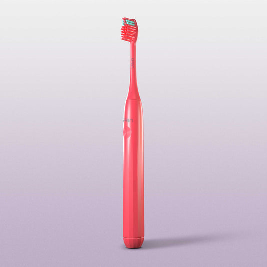 GRIN Technology Electric Toothbrush with 5x Plaque Removal Power | Coral Red | 3 Brushing Modes (Whitening, Clean, Sensitive) | 6-Month Battery Life | IPX7 Waterproof | 2 Replacement Heads & Travel Case (Copy) (Copy)