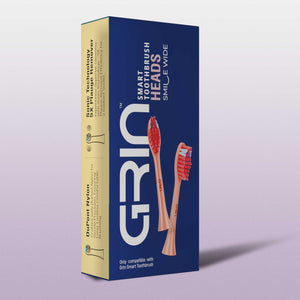 GRIN Replaceable Toothbrush Head | Coral Red | 2x Plaque Removal | Gentle on Gums | Ergonomic Design | Compatible with Most Electric Toothbrushes | Includes 2 Heads | Eco-Friendly Materials