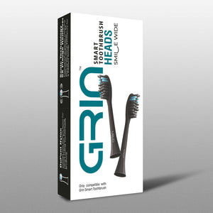 GRIN Replaceable Toothbrush Head | Midnight Black | 2x Plaque Removal | Gentle on Gums | Ergonomic Design | Compatible with Most Electric Toothbrushes | Includes 2 Heads | Eco-Friendly Materials