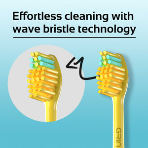 GRIN Replaceable Toothbrush Head | Yellow | 2x Plaque Removal | Gentle on Gums | Ergonomic Design | Compatible with Most Electric Toothbrushes | Includes 2 Heads | Eco-Friendly Materials