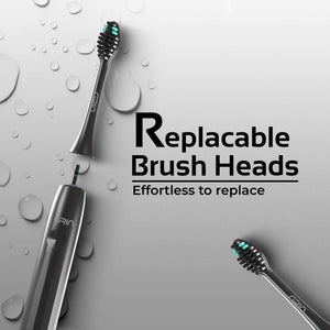 GRIN Replaceable Toothbrush Head | Midnight Black | 2x Plaque Removal | Gentle on Gums | Ergonomic Design | Compatible with Most Electric Toothbrushes | Includes 2 Heads | Eco-Friendly Materials